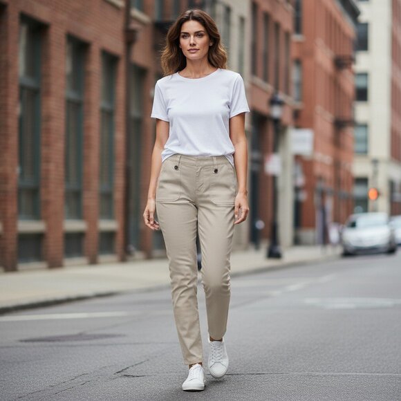 St John Buttercream Tan Straight Pants Size 2 - Picture 1 of 8